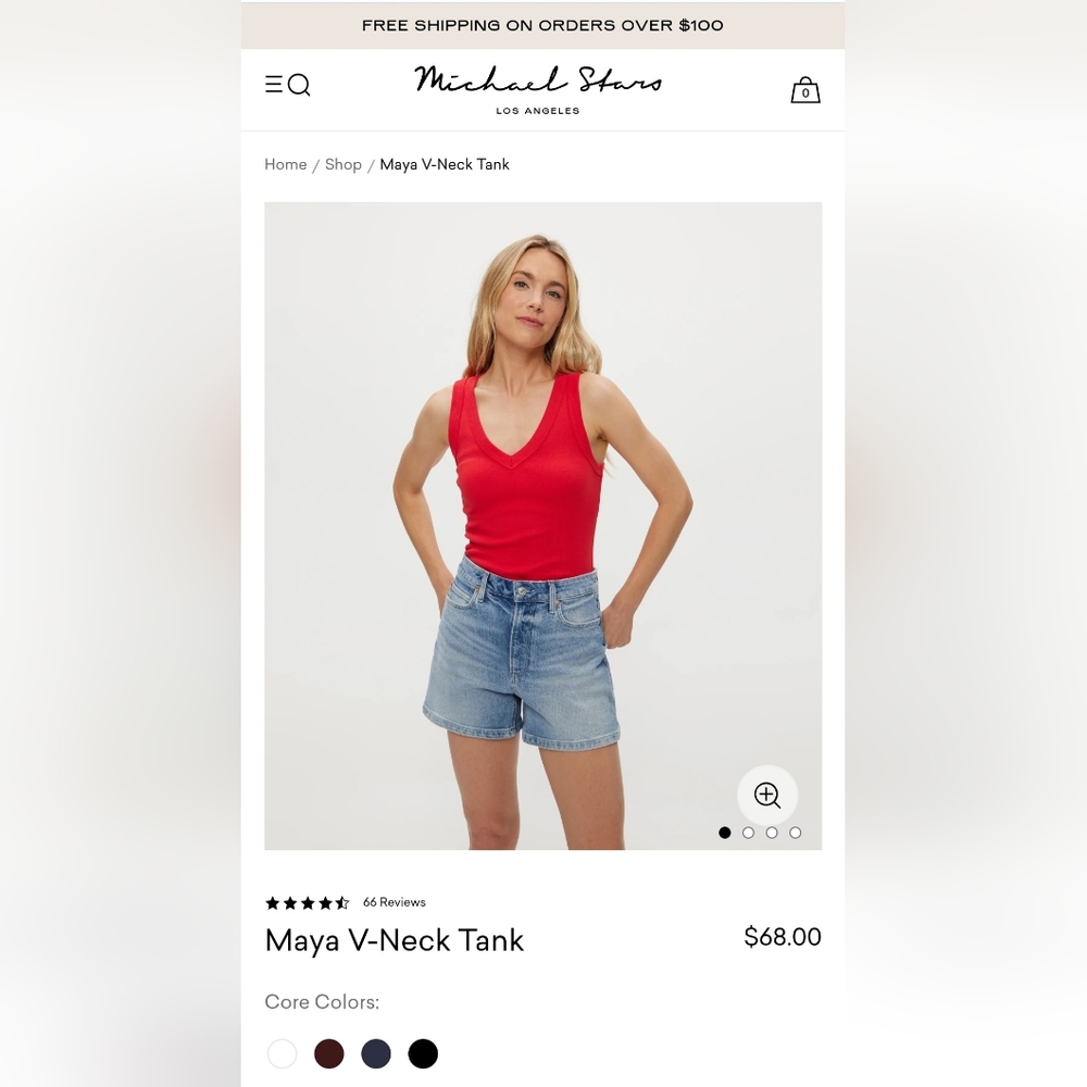 Michael Stars Red Fitted Sleeveless Tank Top Xl